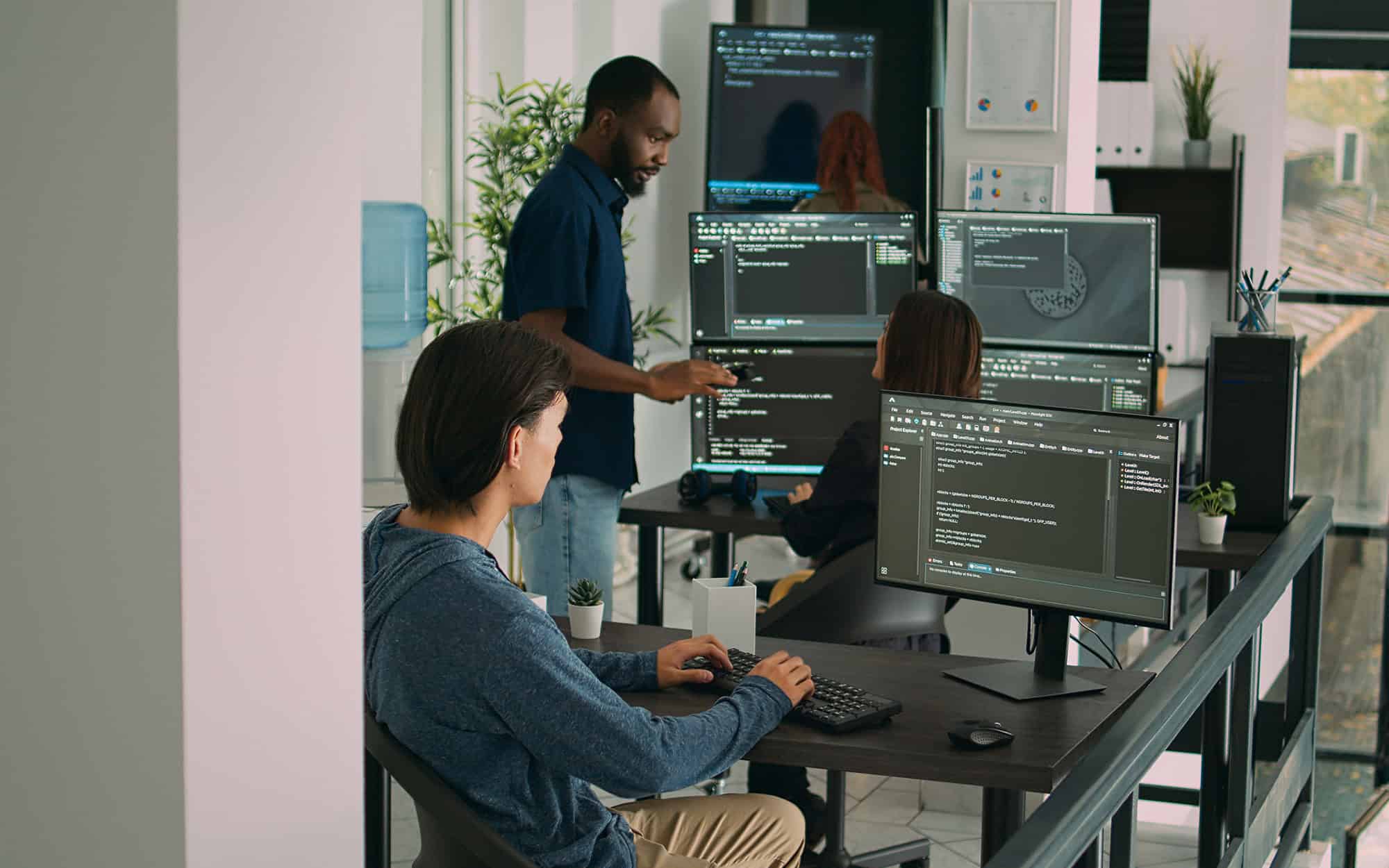 IT Support Team Working on Projects