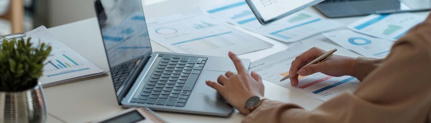 Business People Looking at Data Discussing Finances