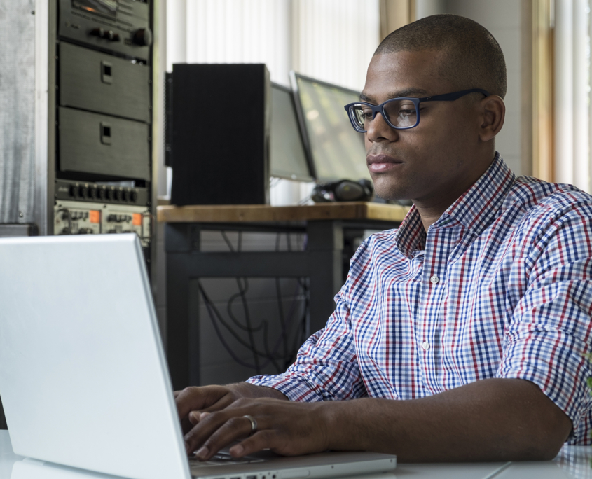 man working on computer